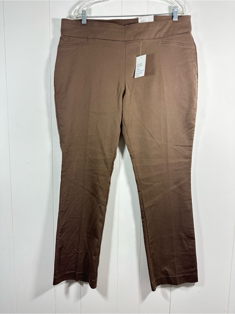 NWT Croft & Barrow Womens Sz 18 Long Effortless Stretch Pants Flat Front Pull On